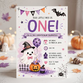 Invitación Nuestra Pequeña Boo Cumple Un Año Fiesta de Cumple