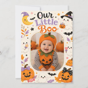 Invitación Nuestra Pequeña Boo Foto Personalizada de Hallowee