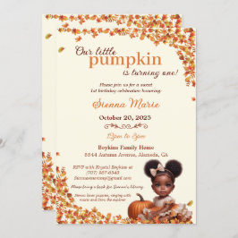 Invitación Nuestra pequeña calabaza afro novilla bebé cumplea