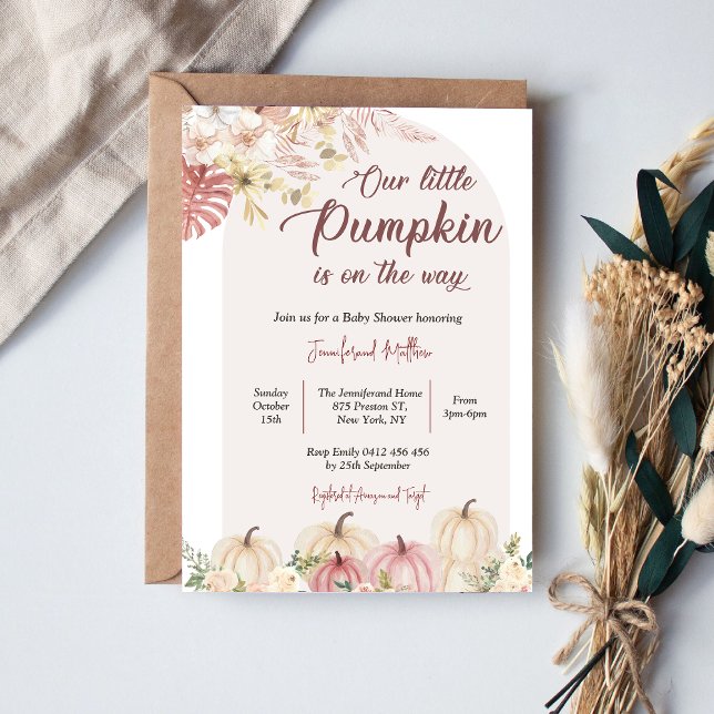 Invitación Nuestra pequeña calabaza Baby Shower Floral Caída (Subido por el creador)