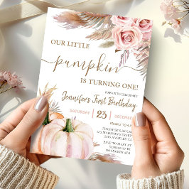 Invitación Nuestra pequeña calabaza | Boho Fall Chica Primer 