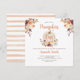 Invitación Nuestra Pequeña Calabaza Cumple Años Floral Rústic