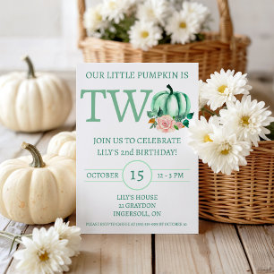 Invitación Nuestra pequeña calabaza cumple DOS años Fiesta de