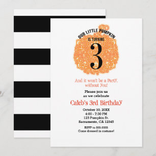 Invitación Nuestra pequeña calabaza cumple TRES 3 años