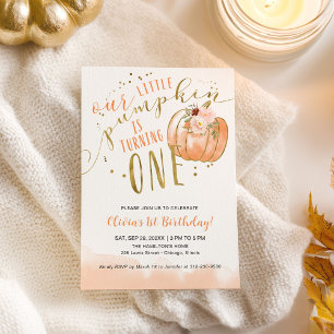 Invitación Nuestra pequeña calabaza cumple un año 1er Cumplea