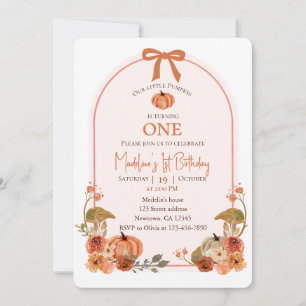 Invitación Nuestra Pequeña Calabaza Cumple Un Año Boho Minima