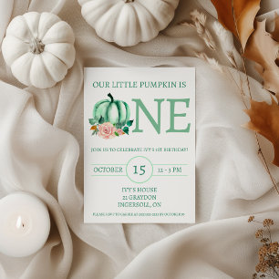Invitación Nuestra pequeña calabaza cumple UN año Fiesta de c