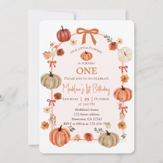 Invitación Nuestra Pequeña Calabaza Cumple Un Año Primera Cum