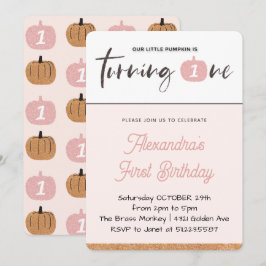 Invitación Nuestra pequeña calabaza cumple uno 1st Cumpleaños