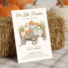 Invitación Nuestra Pequeña Calabaza Cumple Uno Primer Otoño C