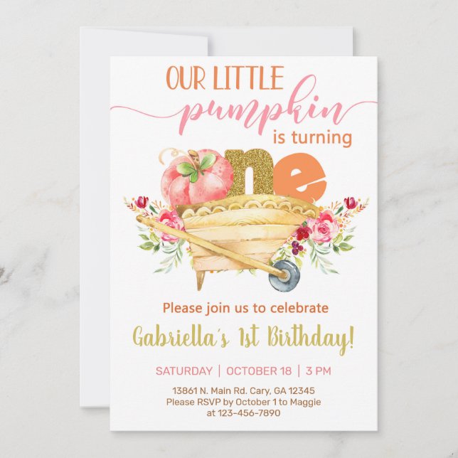 Invitación Nuestra pequeña calabaza dulce invito de primer cu (Anverso)