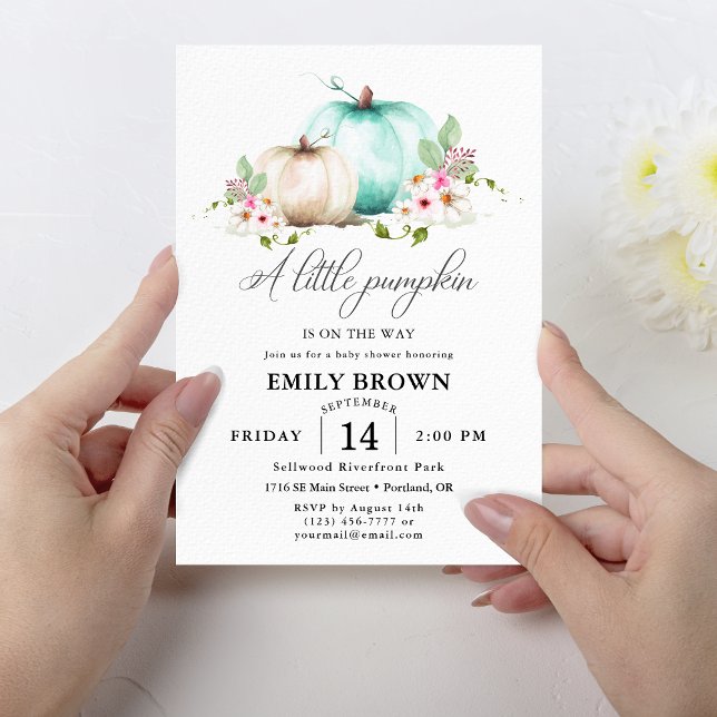 Invitación Nuestra pequeña calabaza elegante Baby Shower (Subido por el creador)