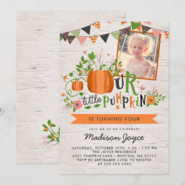 Invitación Nuestra pequeña calabaza embroma la foto de la