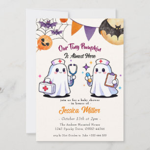 Invitación Nuestra pequeña calabaza Enfermera fantasma de H