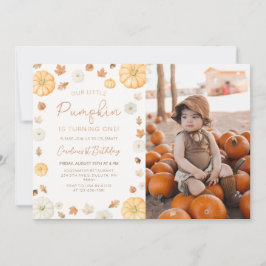 Invitación Nuestra pequeña calabaza otoño cumpleaños foto