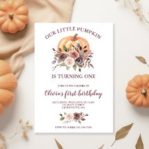 Nuestra pequeña calabaza otoño floral primer cumpl