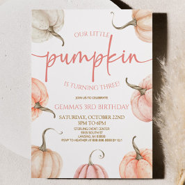 Invitación Nuestra pequeña calabaza Pink White Fall Fiesta de