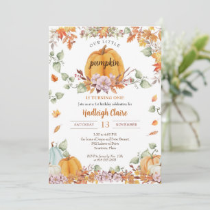 Invitación Nuestra Pequeña Calabaza Primera Fiesta de Cumplea
