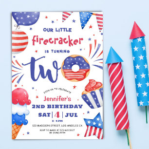 Invitación Nuestra Pequeña Cracker del 4 de Julio Cumpleaños
