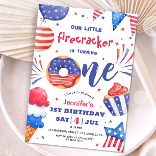 Invitación Nuestra Pequeña Cuarta de Julo de Cumpleaños 1er A