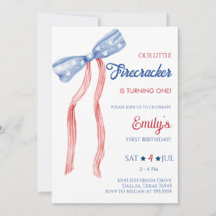 Invitación Nuestra pequeña cumpleaños de Bow petardo
