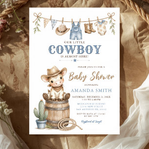 Invitación Nuestra pequeña ducha de bebé de vaquero moderno
