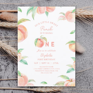 Invitación Nuestra pequeña dulce melocotón cumple un año