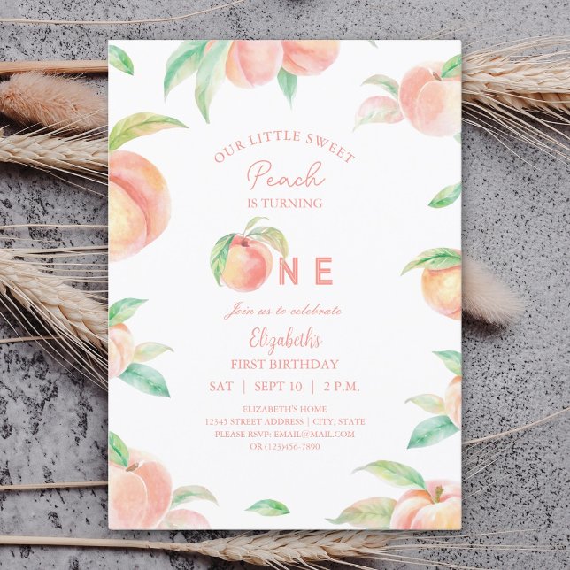 Invitación Nuestra pequeña dulce melocotón cumple un año (Subido por el creador)