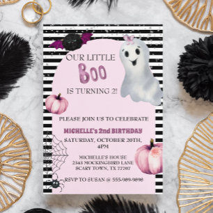 Invitación Nuestra pequeña fiesta de cumpleaños Boo Cute Ghos