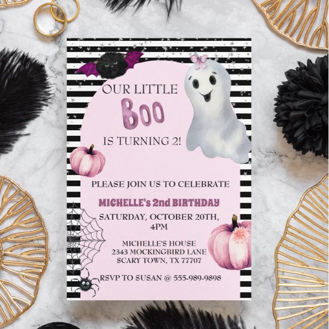 Invitación Nuestra pequeña fiesta de cumpleaños Boo Cute Ghos (Subido por el creador)