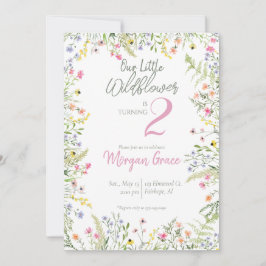 Invitación Nuestra pequeña fiesta de cumpleaños con flores si