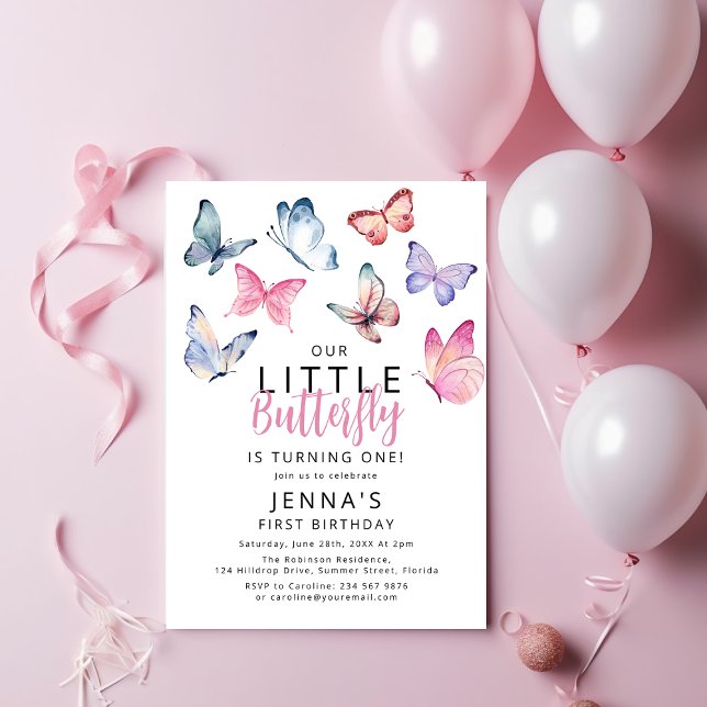 Invitación Nuestra pequeña fiesta de cumpleaños de mariposa (Subido por el creador)