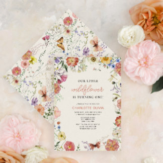 Invitación Nuestra Pequeña Flor Silvestre Cumpleaños Número 1