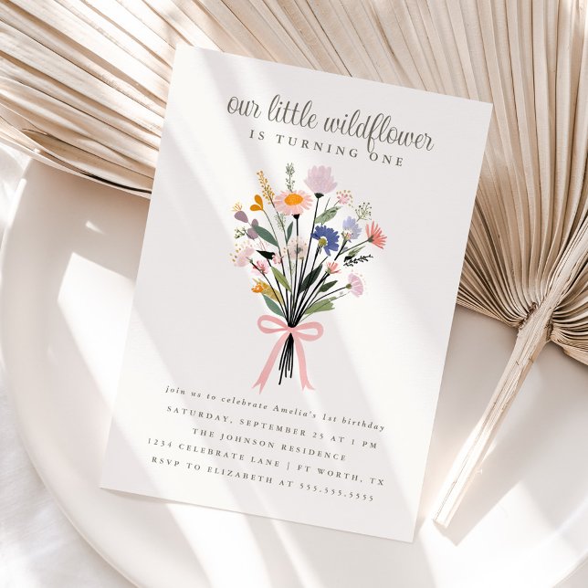 Invitación Nuestra Pequeña Flor Silvestre Fiesta de Primer Cu (Subido por el creador)