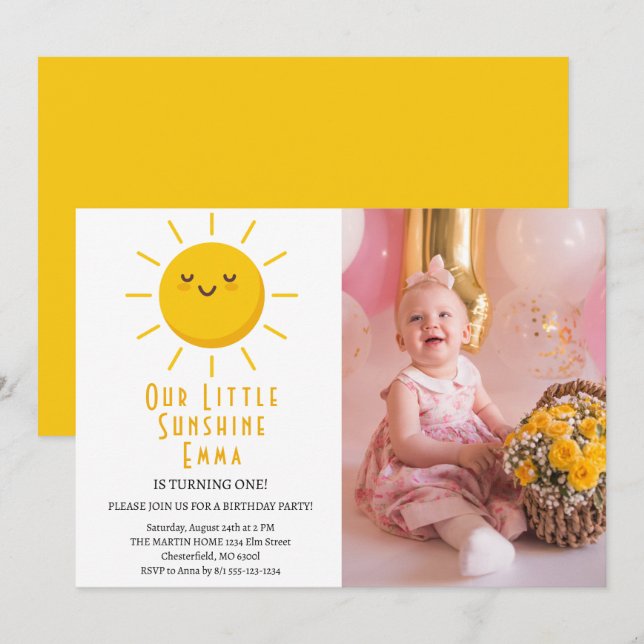 Invitación Nuestra pequeña foto de la fiesta de cumpleaños (Anverso / Reverso)