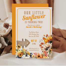 Invitación Nuestra pequeña granja de girasoles cae Cumpleaños