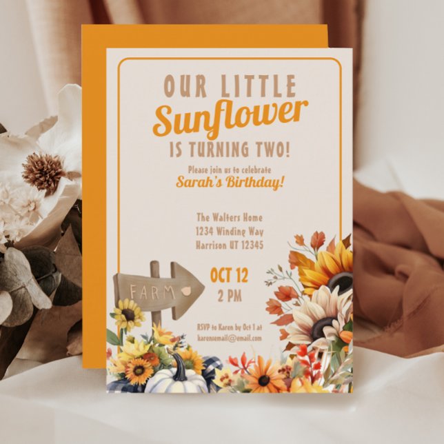Invitación Nuestra pequeña granja de girasoles cae Cumpleaños (Subido por el creador)