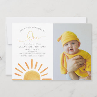 Invitación Nuestra Pequeña Luz de Sol Cumple UN 1er Aniversar