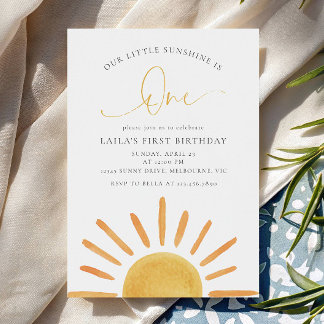 Invitación Nuestra Pequeña Luz del Sol Cumple UNO Primer Cump