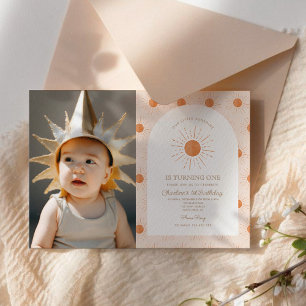 Invitación Nuestra Pequeña Luz Primera Foto de Cumpleaños