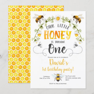 Invitación Nuestra pequeña miel, abeja de burbujas, abeja pri