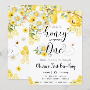 Invitación Nuestra pequeña miel es un pan floral primer cumpl