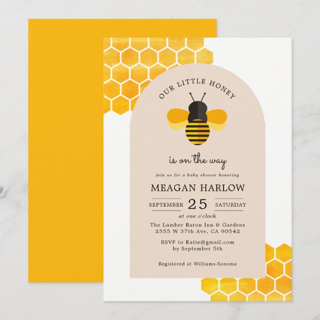 Invitación Nuestra pequeña miel está en camino a Baby Shower (Anverso / Reverso)