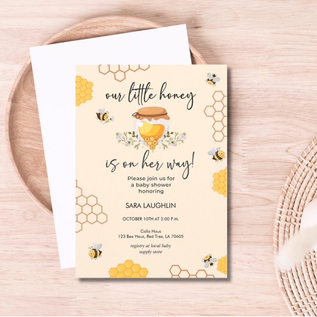 Invitación Nuestra Pequeña Miel Está En Camino De Baby Shower (Our Little Honey Is on Her way)