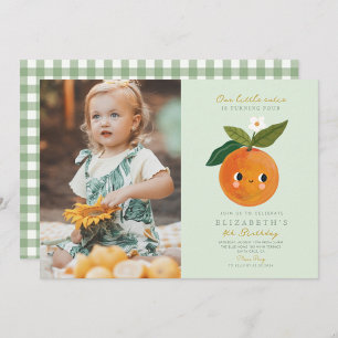 Invitación Nuestra pequeña nena naranja cumple un año en foto