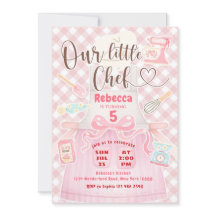Nuestra Pequeña Niña Chef Rosa Gingham Cumpleaños