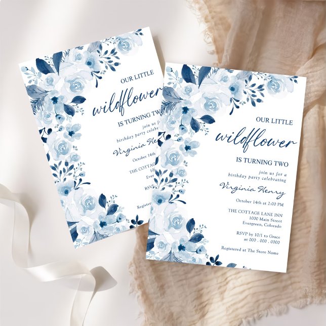 Invitación Nuestra pequeña niña de flores silvestres Fiesta d (Subido por el creador)