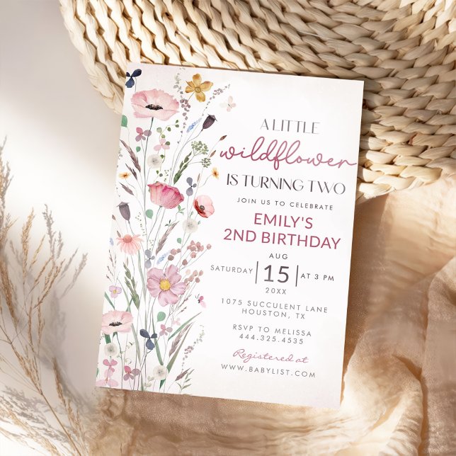 Invitación Nuestra pequeña niña de flores silvestres Fiesta d (Subido por el creador)