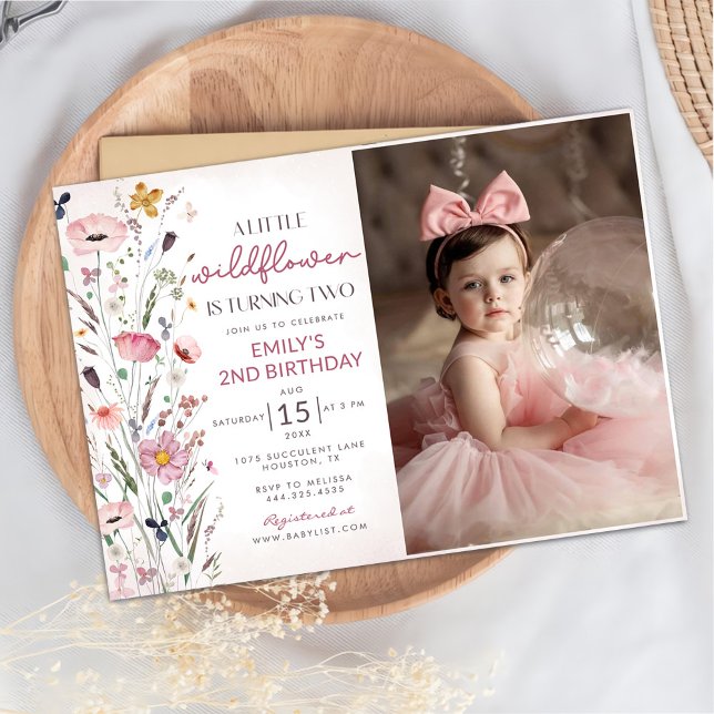 Invitación Nuestra pequeña niña de flores silvestres Fiesta d (Subido por el creador)