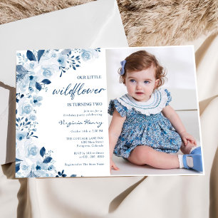 Invitación Nuestra pequeña niña de flores silvestres foto de 